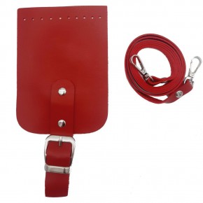 Çanta Aksesuar Tokalı Kapak Aparatlı Suni Deri Çanta Seti Kırmızı