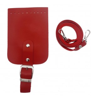 Çanta Aksesuar Tokalı Kapak Aparatlı Suni Deri Çanta Seti Kırmızı