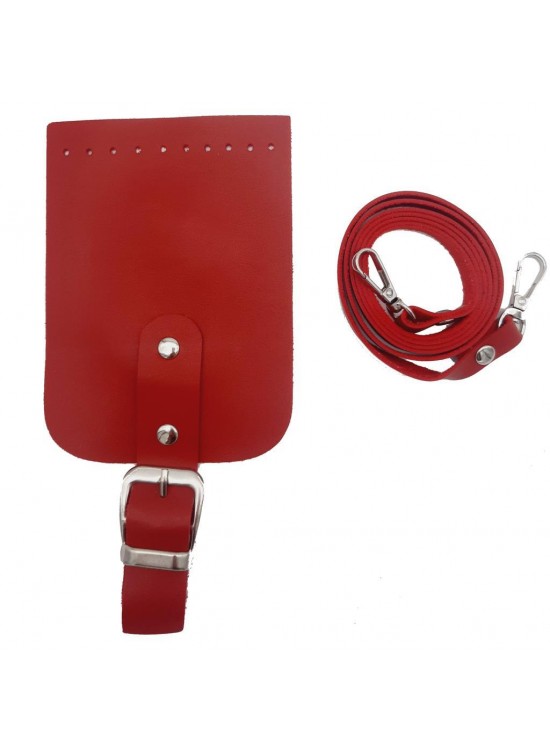 Çanta Aksesuar Tokalı Kapak Aparatlı Suni Deri Çanta Seti Kırmızı