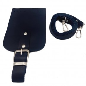 Çanta Aksesuar Tokalı Kapak Aparatlı Suni Deri Çanta Seti Lacivert