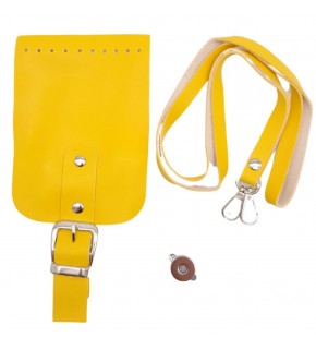 Çanta Aksesuar Tokalı Kapak Aparatlı Suni Deri Çanta Seti Sarı Renk