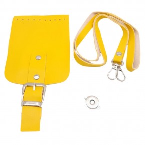 Çanta Aksesuar Tokalı Kapak Aparatlı Suni Deri Çanta Seti Sarı Renk