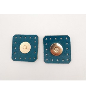 Çanta Aksesuar Turkuaz Gerçek Derili Kare Mıknatıslı Çıtçıt Light Gold Metalli