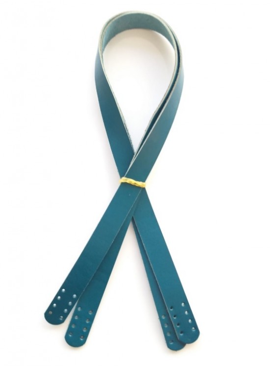 Çanta Aksesuar Turkuaz Renk Gerçek Deri 70X2 Cm Çift Sap