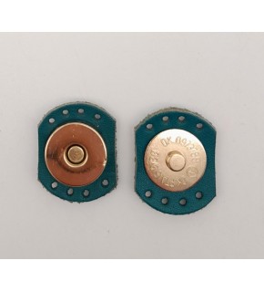 Çanta Aksesuar Turkuaz Renk Gerçek Derili Oval Kenar Mıknatıslı Çıtçıt Light Gold Metalli