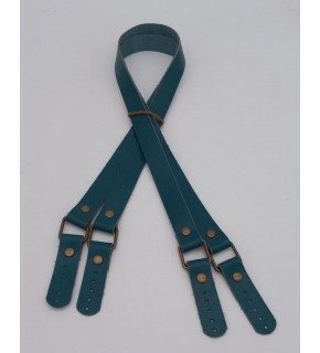 Çanta Aksesuar Turkuaz Renk Karedört Model Gerçek Deri Çanta Sapı (Antik Metal)