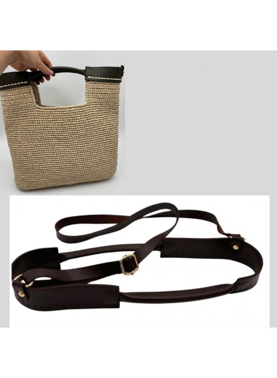 Çanta Aksesuar Tutma Saplı Model Çanta Yapım Aparatı Koyu Kahve Renk Light Gold Metalli