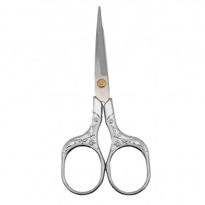 Çanta Aksesuar Vintage Makas Çiçek Desenli Gümüş