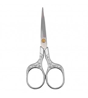 Çanta Aksesuar Vintage Makas Çiçek Desenli Gümüş