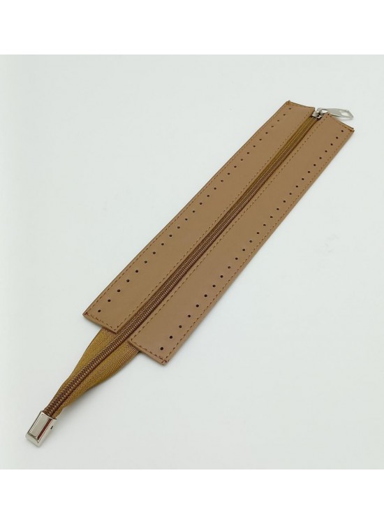 Çanta Aksesuar Vizon Renk 28 Cm Derili Fermuar Gümüş Metalli