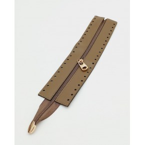 Çanta Aksesuar Vizon Renk 28 Cm Derili Fermuar Light Gold Metalli