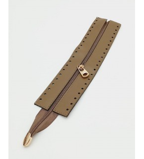 Çanta Aksesuar Vizon Renk 28 Cm Derili Fermuar Light Gold Metalli