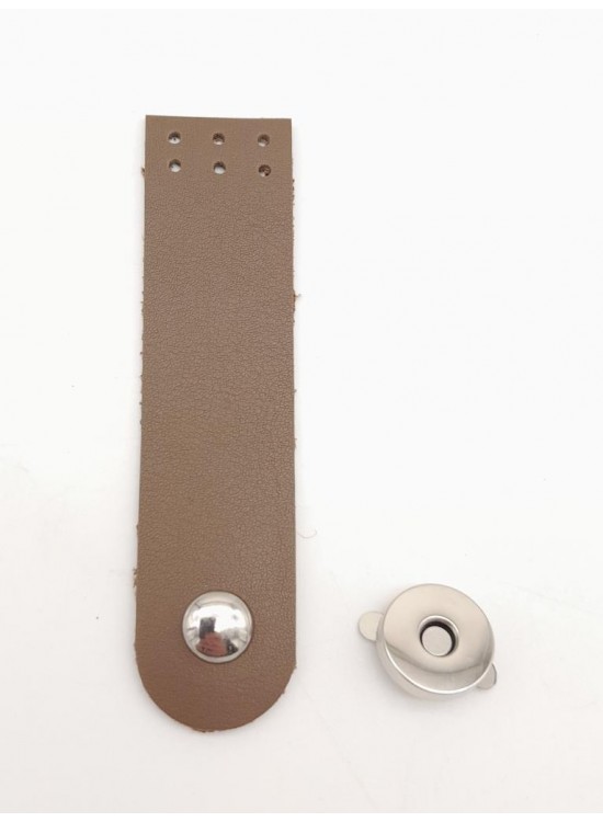 Çanta Aksesuar Vizon Renk Tek Kat Suni Deri Kapak 10.5x2.5 cm Gümüş Metal