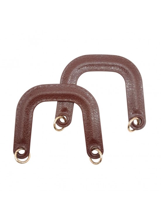 Çanta Aksesuar Yaylı Halkalı Akrilik Görünümlü Plastik Çanta Sapı Kahverengi Light Gold Metalli