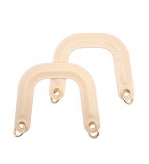 Çanta Aksesuar Yaylı Halkalı Akrilik Görünümlü Plastik Çanta Sapı Krem Renk Light Gold Metalli