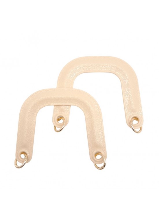 Çanta Aksesuar Yaylı Halkalı Akrilik Görünümlü Plastik Çanta Sapı Krem Renk Light Gold Metalli