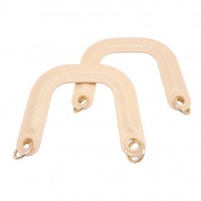 Çanta Aksesuar Yaylı Halkalı Akrilik Görünümlü Plastik Çanta Sapı Krem Renk Light Gold Metalli