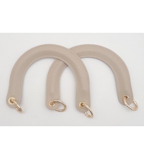 Çanta Aksesuar Yaylı Halkalı Kapsüllü Suni Deri Bej Renk Tutma Sapı Light Gold Metalli