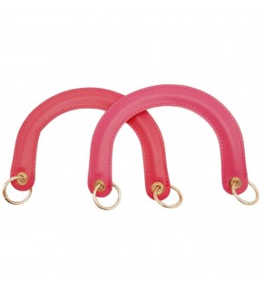 Çanta Aksesuar Yaylı Halkalı Kapsüllü Suni Deri Fuşya Renk Tutma Sapı Light Gold Metalli