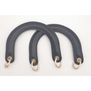 Çanta Aksesuar Yaylı Halkalı Kapsüllü Suni Deri Siyah Renk Tutma Sapı Light Gold Metalli