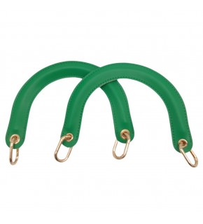 Çanta Aksesuar Yaylı Halkalı Kapsüllü Suni Deri Yeşil Renk Tutma Sapı Light Gold Metalli