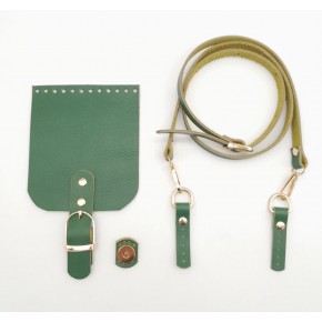 Çanta Aksesuar Yeşil Gerçek Deri 130x1.5 cm Ayarlı Saplı Çanta Seti Light Gold Metalli