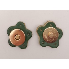 Çanta Aksesuar Yeşil Gerçek Derili Çiçek Model Mıknatıslı Çıtçıt Light Gold Metalli