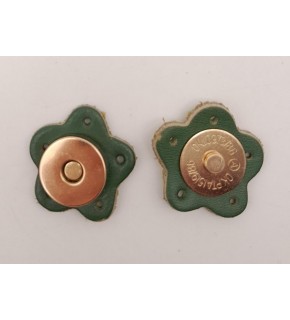 Çanta Aksesuar Yeşil Gerçek Derili Çiçek Model Mıknatıslı Çıtçıt Light Gold Metalli