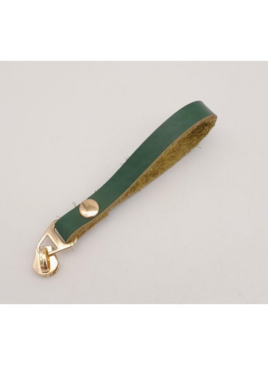 Çanta Aksesuar Yeşil Gerçek Derili Light Gold Döngülü Fermuar Başı