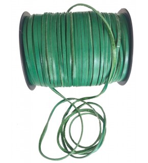 Çanta Aksesuar Yeşil Renk Gerçek Deri 3 Mm Şerit Deri İp