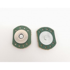 Çanta Aksesuar Yeşil Renk Gerçek Derili Oval Kenar Mıknatıslı Çıtçıt Gümüş Metalli