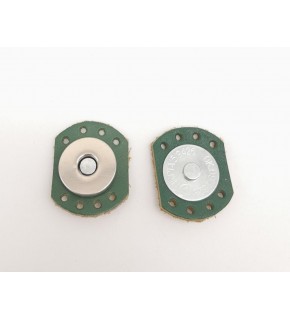 Çanta Aksesuar Yeşil Renk Gerçek Derili Oval Kenar Mıknatıslı Çıtçıt Gümüş Metalli