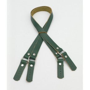 Çanta Aksesuar Yeşil Renk Karedört Model Gerçek Deri Çanta Sapı (Gümüş Metal)