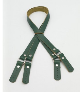 Çanta Aksesuar Yeşil Renk Karedört Model Gerçek Deri Çanta Sapı (Gümüş Metal)