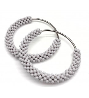 Çanta Aksesuar Yuvarlak Beyaz Boncuklu  Gümüş Renk  Metal Çanta Sapı