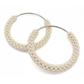 Çanta Aksesuar Yuvarlak İncili  Boncuklu  Gümüş Renk  Metal Çanta Sapı