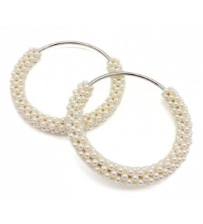 Çanta Aksesuar Yuvarlak İncili  Boncuklu  Gümüş Renk  Metal Çanta Sapı