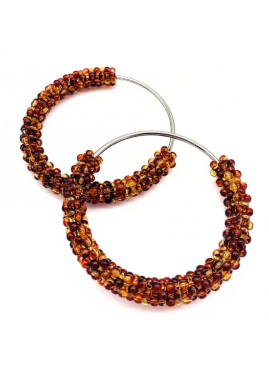 Çanta Aksesuar Yuvarlak Kehribar  Boncuklu  Gümüş Renk  Metal Çanta Sapı