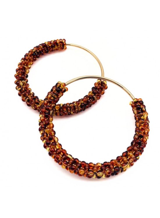 Çanta Aksesuar Yuvarlak Kehribar  Boncuklu  Light Gold Renk  Metal Çanta Sapı