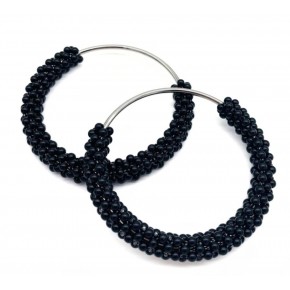 Çanta Aksesuar Yuvarlak Siyah Boncuklu  Gümüş Renk  Metal Çanta Sapı