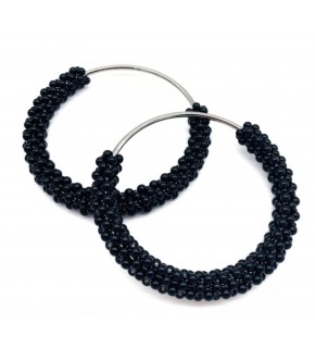 Çanta Aksesuar Yuvarlak Siyah Boncuklu  Gümüş Renk  Metal Çanta Sapı