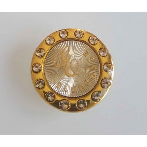 Çanta Aksesuar Yuvarlak Taşlı Gold Plaka Süs