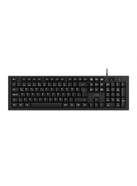 AOC KB130B-38 Usb Siyah Türkçe Kablolu Standart Klavye,Sessiz yazma