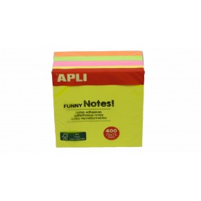 Apli Yapışkanlı Not Kağıdı 4 Renk Funny 400 YP 75x75 Neon Küp 10974