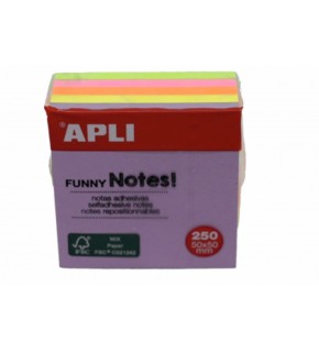 Apli Yapışkanlı Not Kağıdı 5 Renk Küp 250 YP 50x50 11596