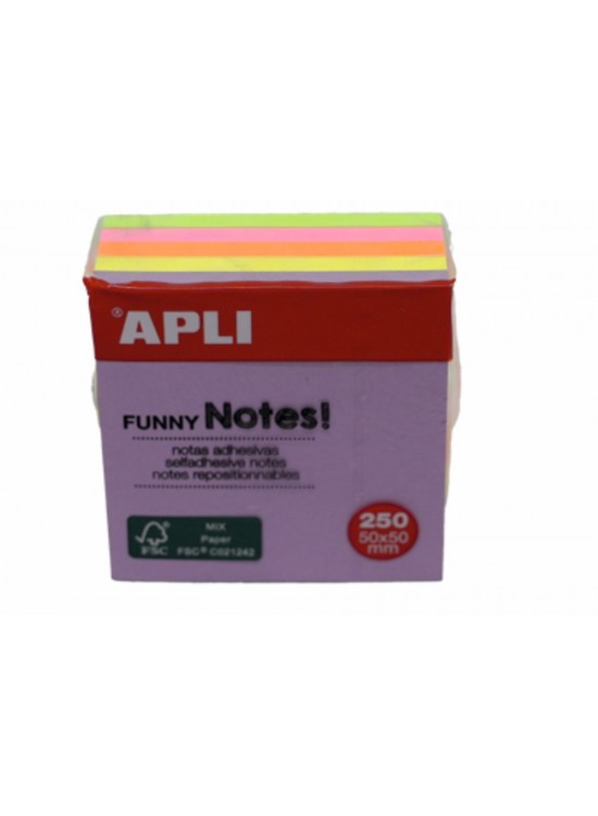 Apli Yapışkanlı Not Kağıdı 5 Renk Küp 250 YP 50x50 11596