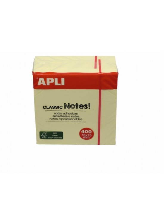 Apli Yapışkanlı Not Kağıdı Classic 400 YP 75x75 Küp 11597 Apli Yapışkanlı Not Kağıdı Classic 400 YP 75x75 Küp 11597