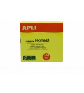 Apli Yapışkanlı Not Kağıdı Sarı Funny 100 YP 75x75 11897 (1 Adet)