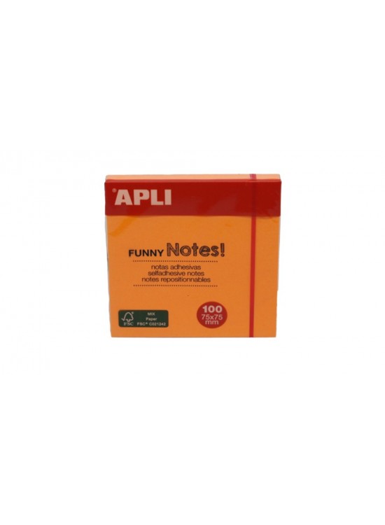 Apli Yapışkanlı Not Kağıdı Turuncu Funny 100 YP 75x75 11900 (1 Adet)