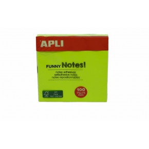 Apli Yapışkanlı Not Kağıdı Yeşil Funny 100 YP 75x75 11899 (1 Adet)